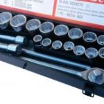 Galvučių komplektas 12 kampų | metalinė dėžė | 20 mm (3/4") | 21 vnt. (SK780577)