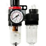 Oro filtras / tepalo blokas su slėgio reguliatoriumi ir manometru | 1/4" (LG-08)