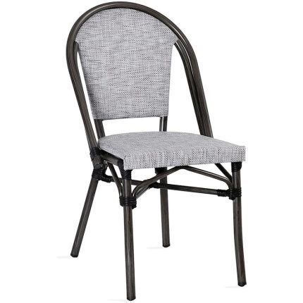 Sodo kėdė LATTE 48x59xH88cm, baltas ir pilkas tekstilės audinys, bambuko medžio išvaizda 18631 HOME4YOU