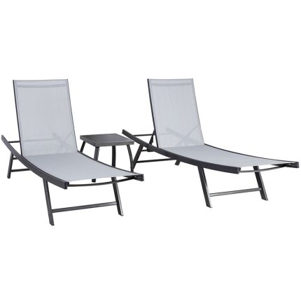 Sodo baldų komplektas ARIO stalas ir 2 gultai, plieninis rėmas, pilkas 13234 HOME4YOU