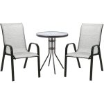 Sodo baldų komplektas DUBLIN stalas ir 2 kėdės pilkos spalvos K119282 HOME4YOU