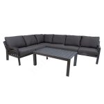 Sodo baldų komplektas TOMSON stalo ir kampinė sofa, tamsiai pilka 13457 HOME4YOU
