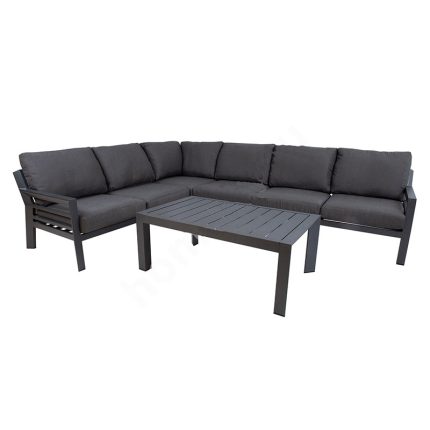 Sodo baldų komplektas TOMSON stalo ir kampinė sofa, tamsiai pilka 13457 HOME4YOU