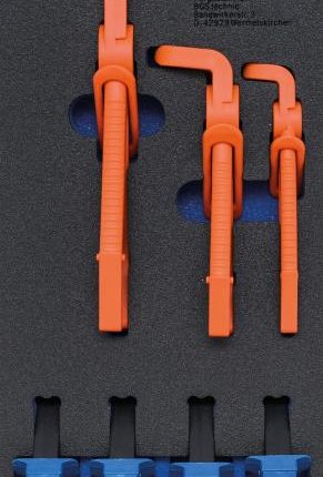 Įrankių dėklas 1/3: Žarnų užspaudimo lenktos replės ir žarnų užspaustuvai | 7 vnt. (4123)