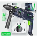 Perforatorius SDS+ 2500W, 2 griebtuvai + priedai WUBER W28920 - Image 6