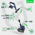 Akumuliatorinis trimeris Wuber W04003 – 20V 2.0Ah Share+System su 3 galvutėmis - Image 7