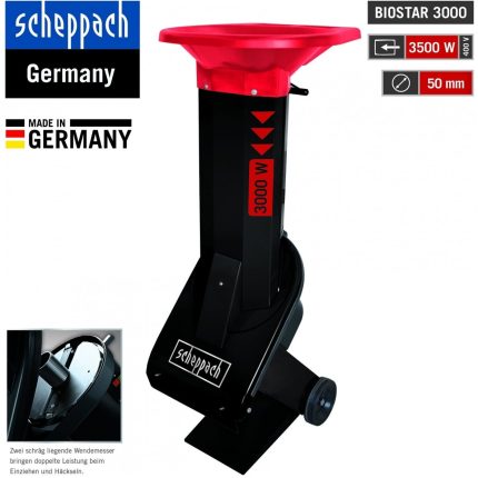 Profesionalus elektrinis šakų smulkintuvas Scheppach Biostar 3000, (400V, 3000kW)