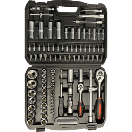 Įrankių ir galvučių rinkinys 1/4"+1/2", 94 dalių 6-kampės KRKSD094