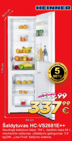 Šaldytuvas Combi HC-VS2681E++ HEINNER