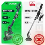 WUBER W26601 gipso šlifuoklis „žirafa“ 710W su LED, dulkių nusiurbimu ir reguliuojamu greičiu - Image 13