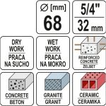 Gręžimo karūna sausam ir šlapiam gręžimui 68/430mm, 1 1/4" YATO YT-60374 - Image 3