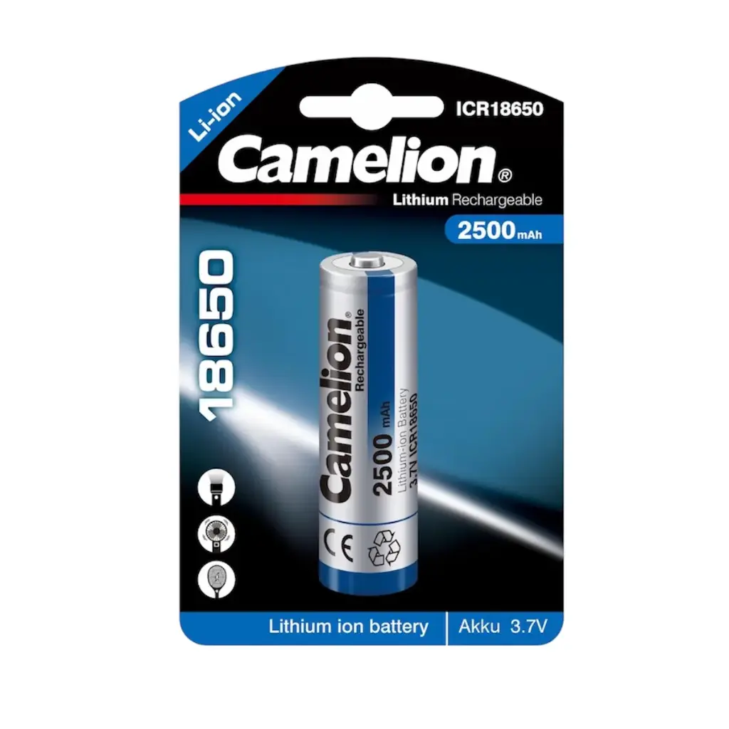 44-1-18650-Ikraunamas-elementas-Li-ion-18650-37V B1 2500 mAh Įkraunamas elementas Li-ion 18650 3.7V B1 2500 mAh, Camelion, 1 vnt. - Image 1