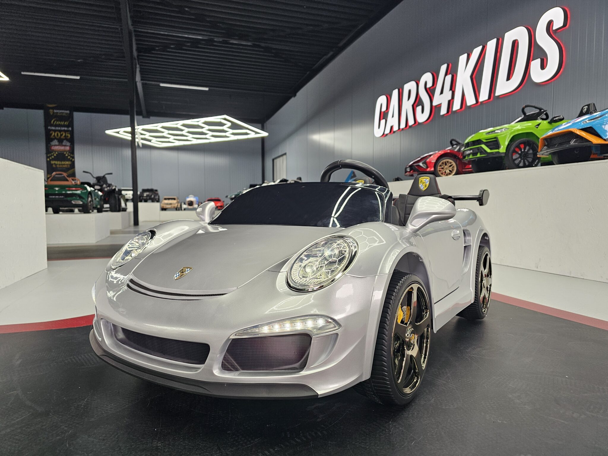 Elektrische-kinderauto-Porsche-RUF Children's car Porsche RUF 24 volt metallic silver - Image 1
