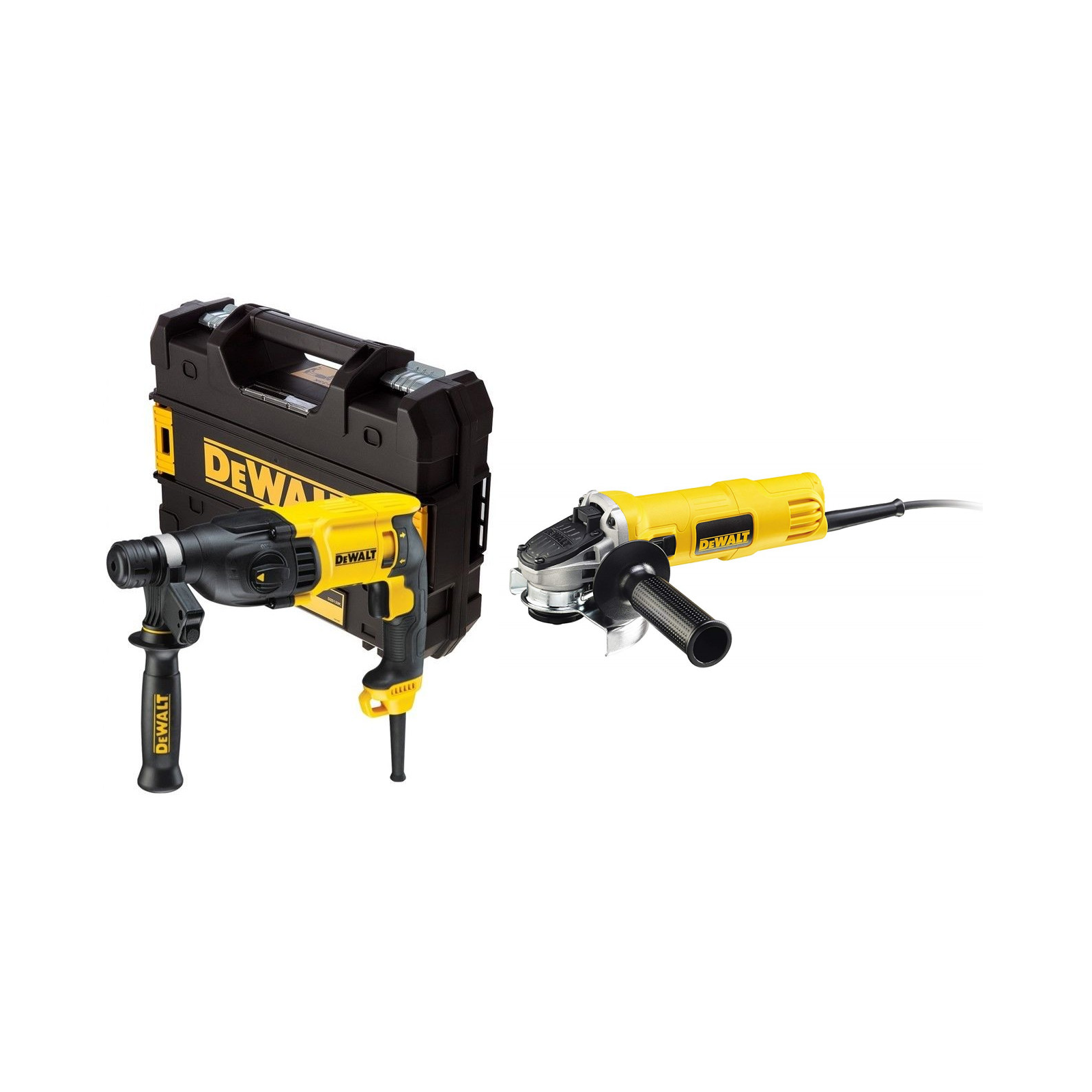 d25133k-dewalt-26-mm-sds-plus-perforatorius-dwe4057-125-mm-kampinis-slifuoklis D25133K DeWALT 26 mm SDS-Plus perforatorius + DWE4057 125 mm kampinis šlifuoklis - Image 1