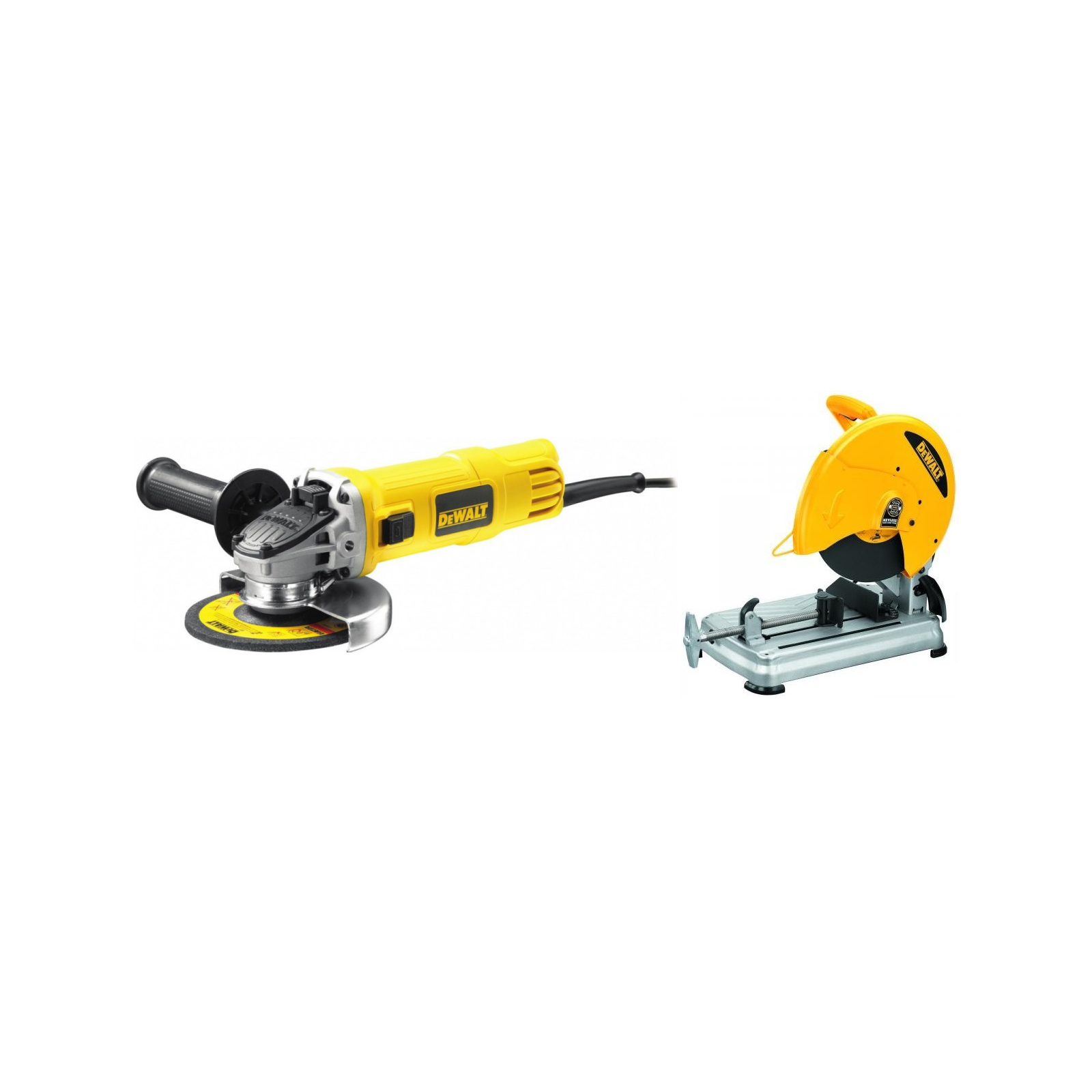 d28715-dewalt-abrazyvinis-diskinis-pjuklas-355-mm-dwe4157-125-mm-kampinis-slifuoklis D28715 DeWALT abrazyvinis diskinis pjūklas 355 mm + DWE4157 125 mm kampinis šlifuoklis - Image 1