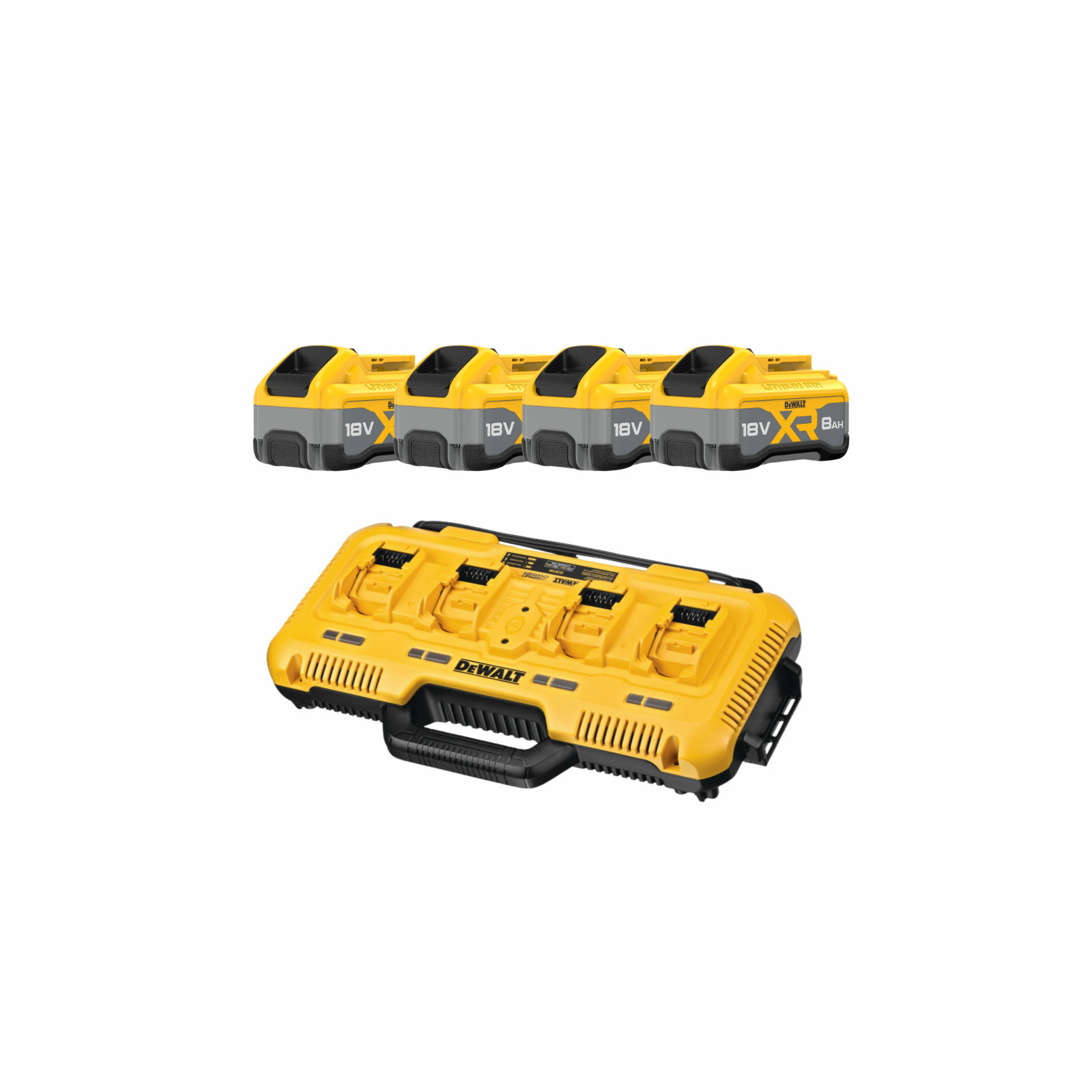 dcb104w4-dewalt-18v-akumuliatoriu-ir-kroviklio-rinkinys-4x80-ah DCB104W4 DeWALT 18V akumuliatorių ir kroviklio rinkinys (4x8.0 Ah) - Image 1
