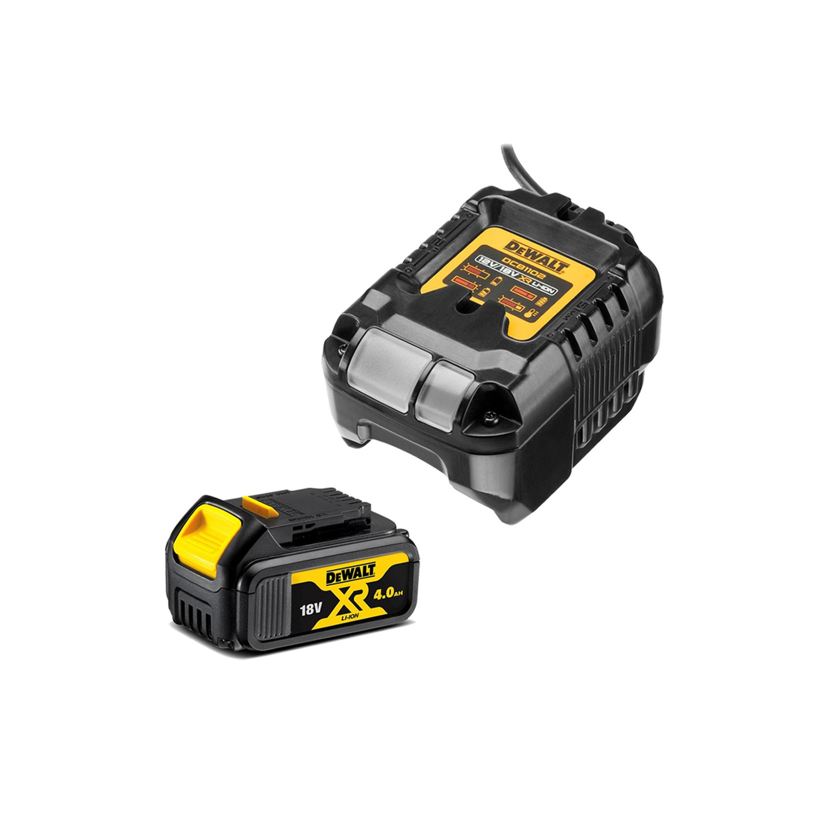 dcb1102m1-dewalt-18v-akumuliatoriu-ir-kroviklio-rinkinys-1x40-ah DCB1102M1 DeWALT 18V akumuliatorių ir kroviklio rinkinys (1x4.0 Ah) - Image 1