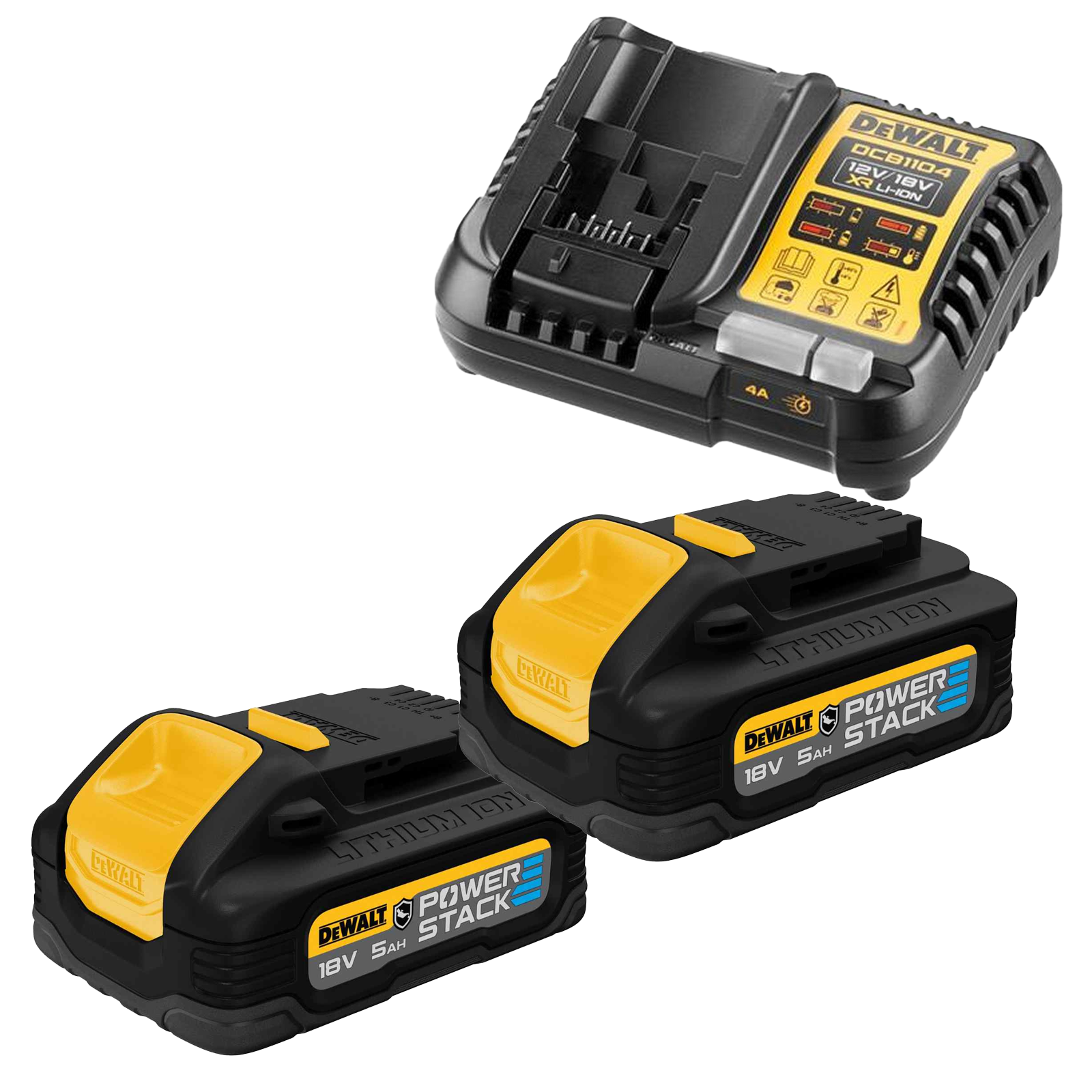 dcb1104h2g-dewalt-akumuliatoriu-ir-kroviklio-rinkinys-2x50-ah DCB1104H2G DeWALT akumuliatorių ir kroviklio rinkinys (2x5.0 Ah) - Image 1