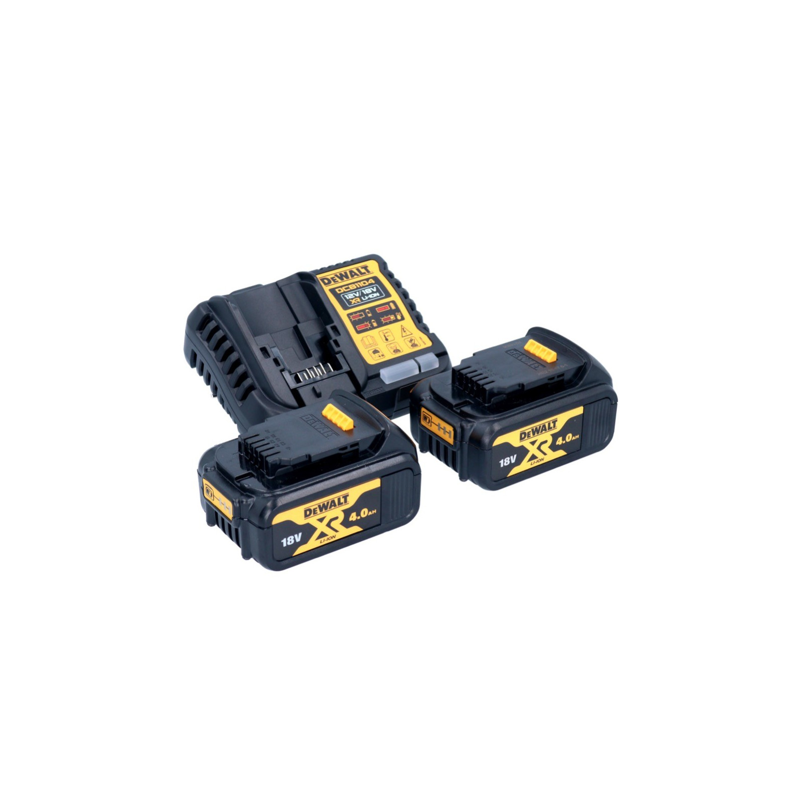 dcb1104m2-dewalt-4a-greitojo-kroviklio-ir-akumuliatoriu-rinkinys-2x40-ah DCB1104M2 DeWALT 4A greitojo kroviklio ir akumuliatorių rinkinys (2x4.0 Ah) - Image 1
