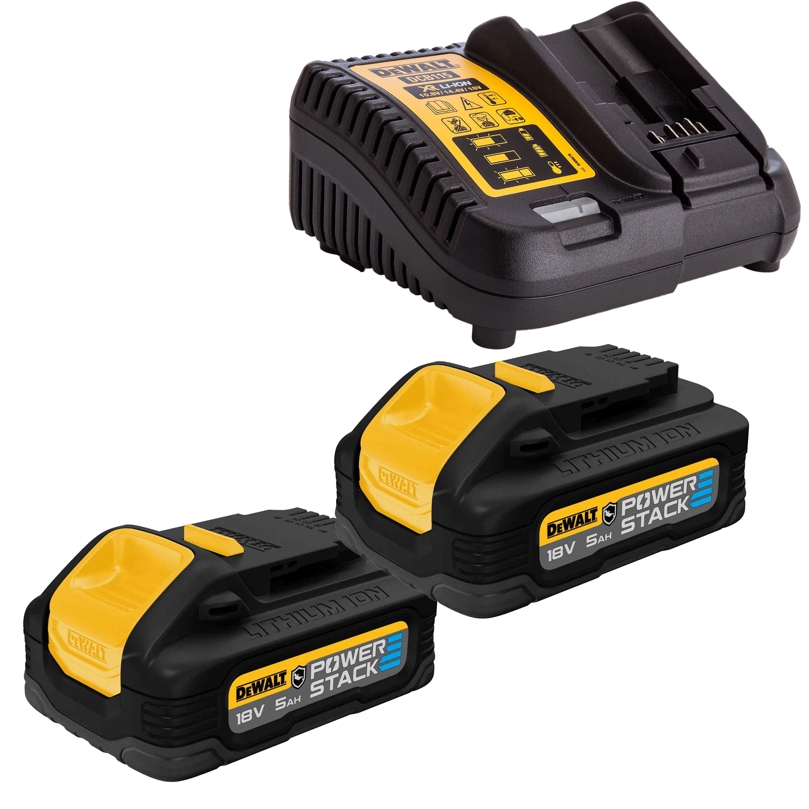 dcb115h2g-dewalt-akumuliatoriu-ir-kroviklio-rinkinys-2x50-ah DCB115H2G DeWALT akumuliatorių ir kroviklio rinkinys (2x5.0 Ah) - Image 1