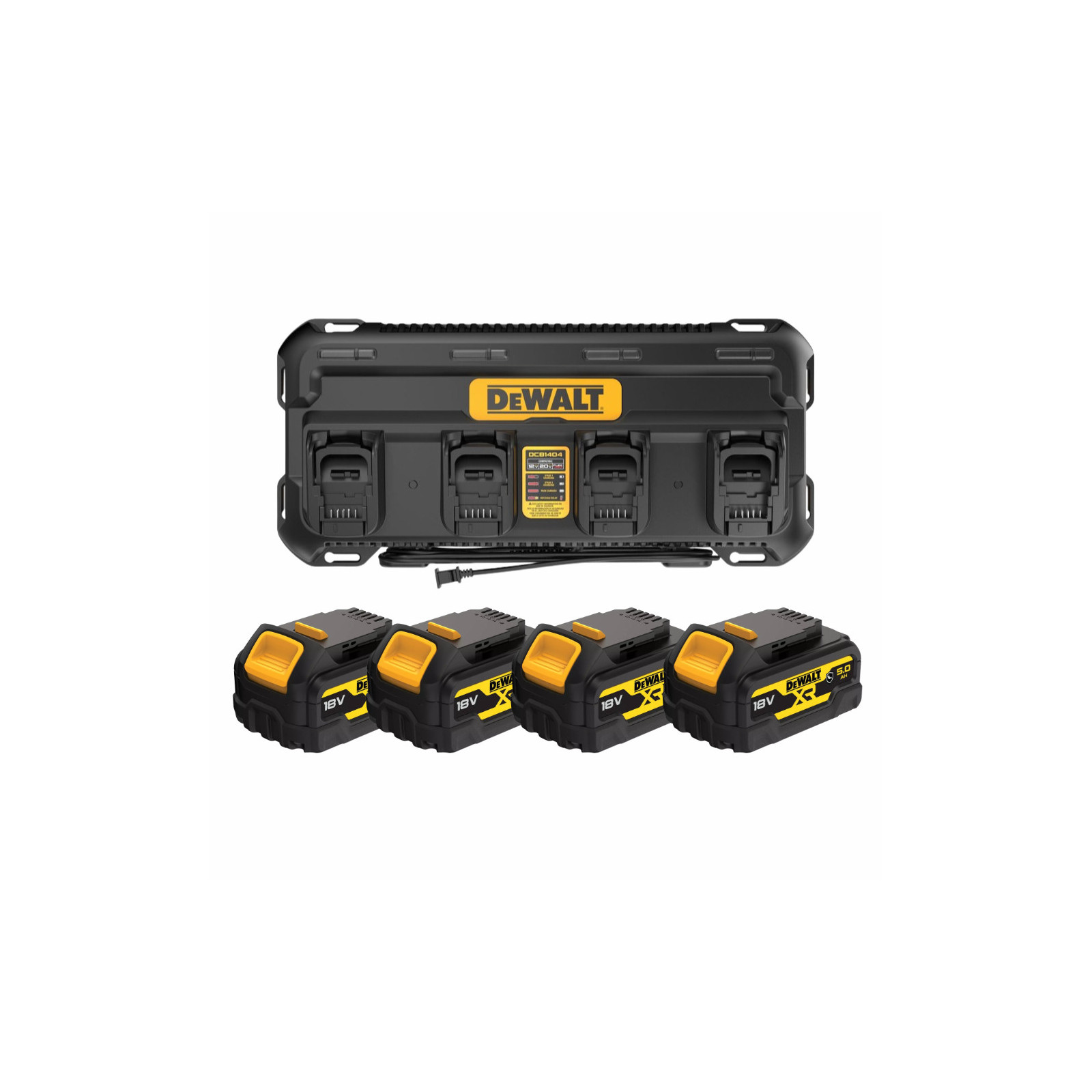 dcb1404p4g-dewalt-18v-akumuliatoriu-ir-kroviklio-rinkinys-4x50-ah DCB1404P4G DeWALT 18V akumuliatorių ir kroviklio rinkinys (4x5.0 Ah) - Image 1