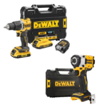 DCD100YD2T + DCF921NT DeWALT 18V XR suktuvas – smūginis gręžtuvas + DeWALT 18V smūginis 1/2" veržliasukis (2x2.0 Ah)