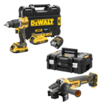 DCD100YD2T + DCG406NT  DeWALT 18V XR suktuvas – smūginis gręžtuvas + DeWALT 18V kampinis šlifuoklis (2x2.0 Ah)