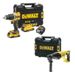 DCD100YD2T + DCH133NT DeWALT 18V XR suktuvas – smūginis gręžtuvas + DeWALT 18V SDS-Plus perforatorius (2x2.0 Ah)