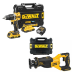 DCD100YD2T + DCS382NT DeWALT 18V XR suktuvas – smūginis gręžtuvas + DeWALT 18V tiesinis pjūklas (2x2.0 Ah)