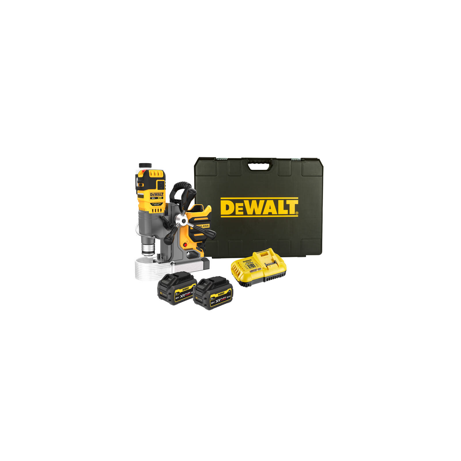 dcd1623x2g-dewalt-18v-magnetines-grezimo-stakles-2x90-ah DCD1623X2G DeWALT 18V magnetinės gręžimo staklės (2x9.0 Ah) - Image 1