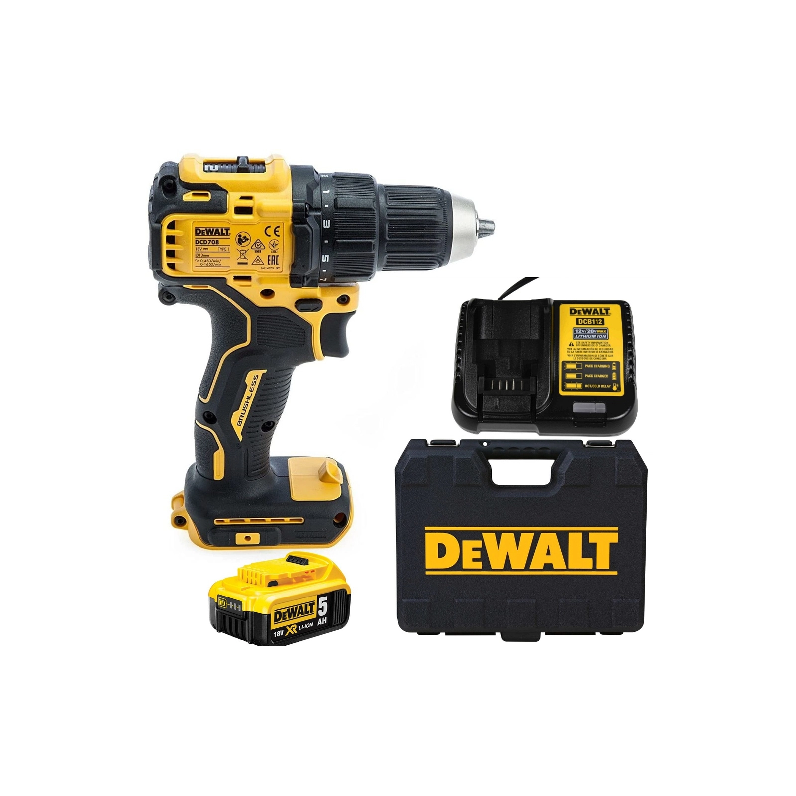 dcd708p1t-dewalt-18v-suktuvas-greztuvas-1x50-ah DCD708P1T DeWALT 18V suktuvas-gręžtuvas (1x5.0 Ah) - Image 1