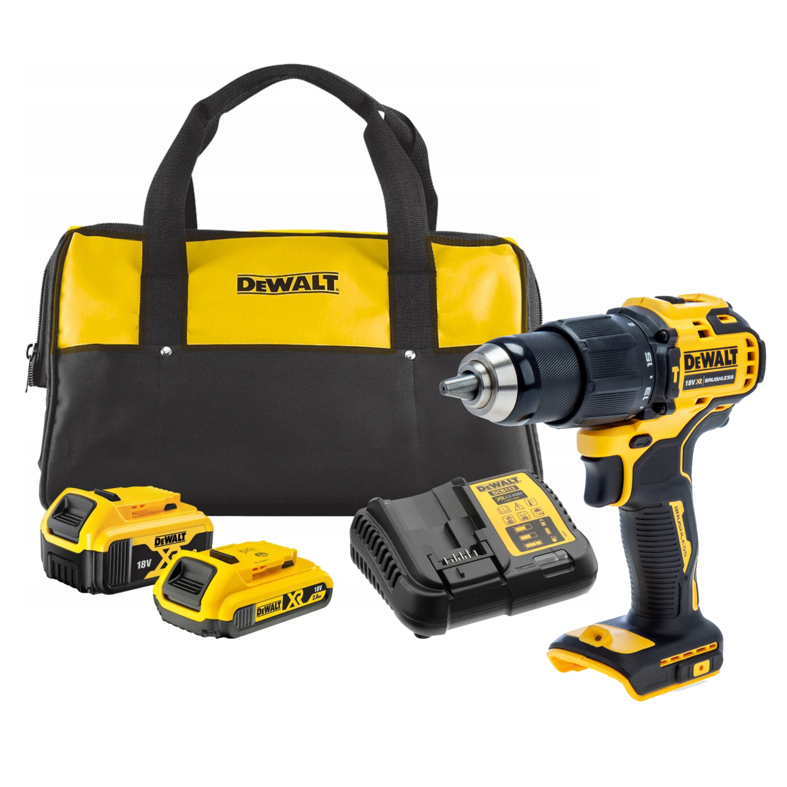 dcd709mdr-dewalt-18v-suktuvas-smuginis-greztuvas-1x40-ah-1x20-ah DCD709MDR DeWALT 18V suktuvas-smūginis gręžtuvas (1x4.0 Ah) (1x2.0 Ah) - Image 1
