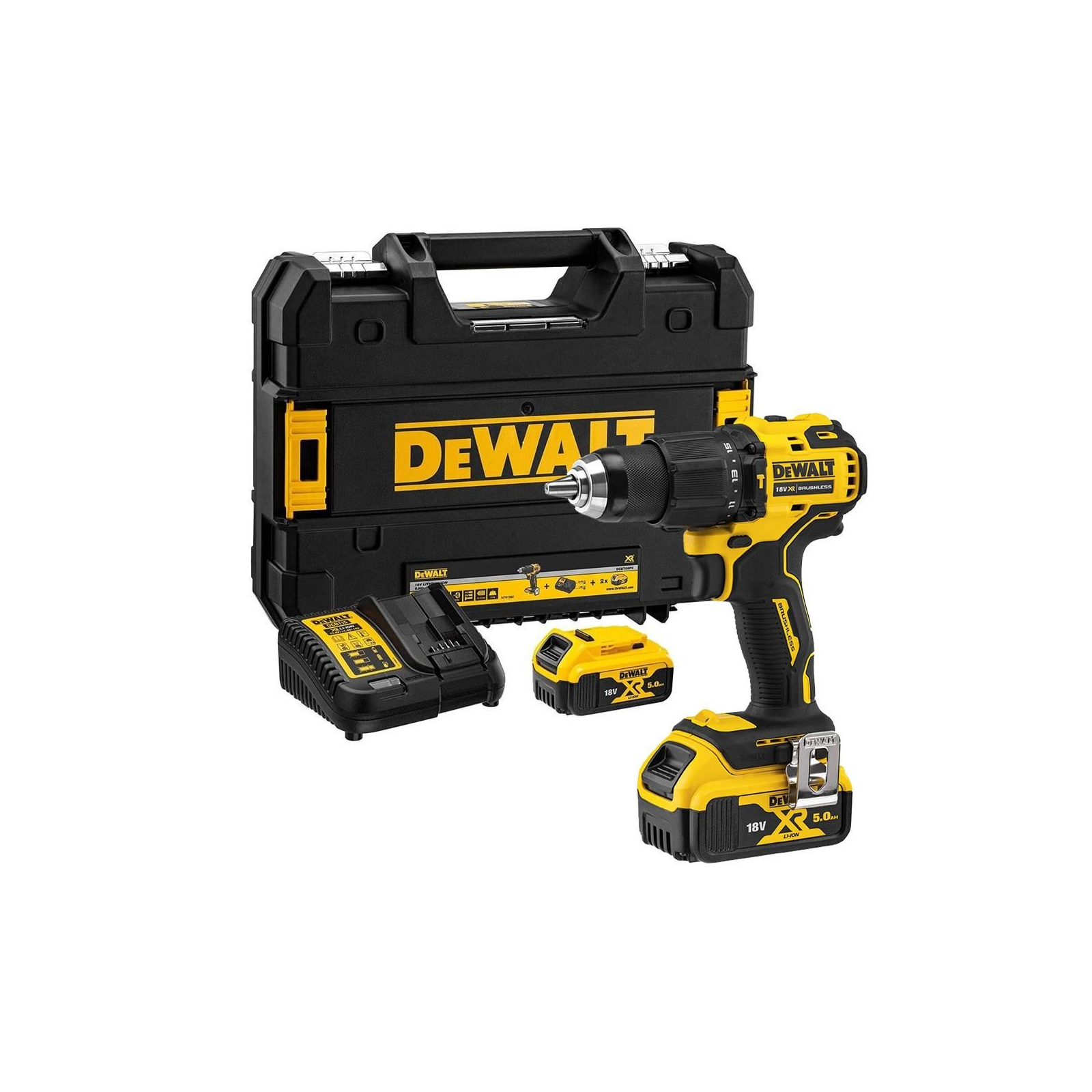 dcd709p2t-dewalt-18v-smuginis-greztuvas-suktuvas-2x50-ah DCD709P2T DeWALT 18V smūginis gręžtuvas - suktuvas (2x5.0 Ah) - Image 1