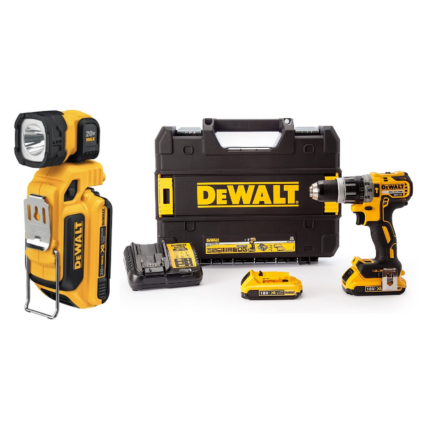 DCD796D2F DeWALT 18V 2.0 Ah XR Li-Ion smūginis suktuvas – gręžtuvas + DLC044 žibintuvėlis