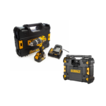 DCD796M2 + DWST1-81079 DeWALT 18V suktuvas – smūginis gręžtuvas + DWST1-81079 DeWALT TSTAK radijo imtuvas (2x4.0 Ah)