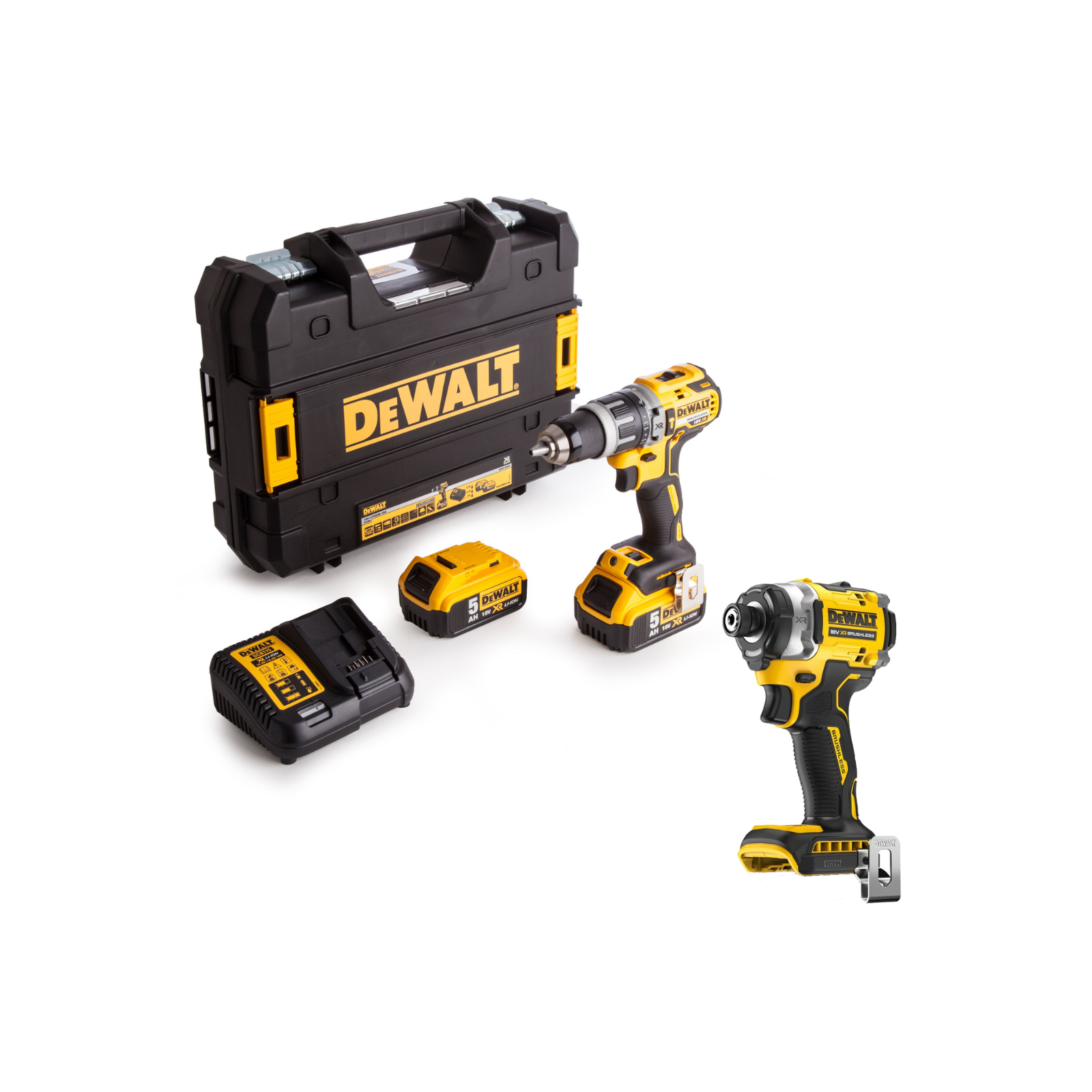 dcd796p2-dewalt-18v-smuginis-greztuvas-2x50-ah-dcf860n-18v-smuginis-suktuvas DCD796P2 DeWALT 18V smūginis gręžtuvas (2x5.0 Ah) + DCF860N 18V smūginis suktuvas - Image 1