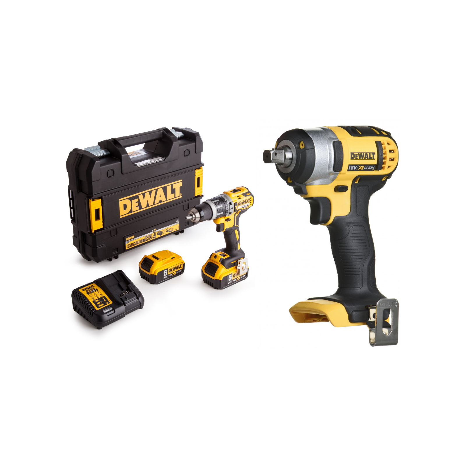 dcd796p2-dewalt-18v-smuginis-suktuvas-greztuvas-dcf880n-dewalt-18v-auksto-sukimo-momento-smuginis-verzliasukis DCD796P2 DeWALT 18V smūginis suktuvas – gręžtuvas + DCF880N DeWALT 18V aukšto sukimo momento smūginis veržliasukis - Image 1