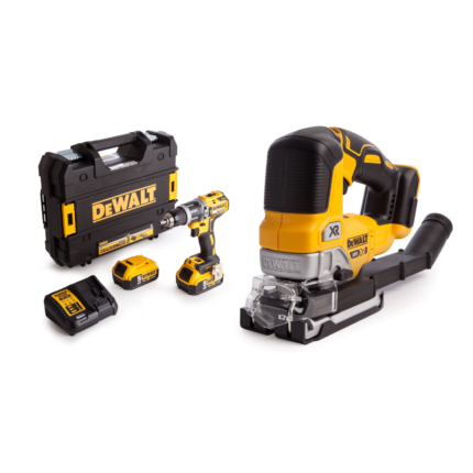 DCD796P2 DeWALT 18V suktuvas – smūginis gręžtuvas + DCS334N 18V siaurapjūklis