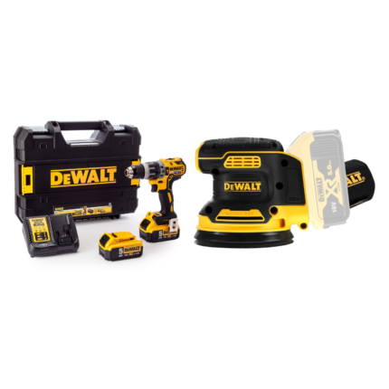 DCD796P2 DeWALT 18V suktuvas – smūginis gręžtuvas + DCW210N 18V 125 mm ekscentrinis šlifuoklis