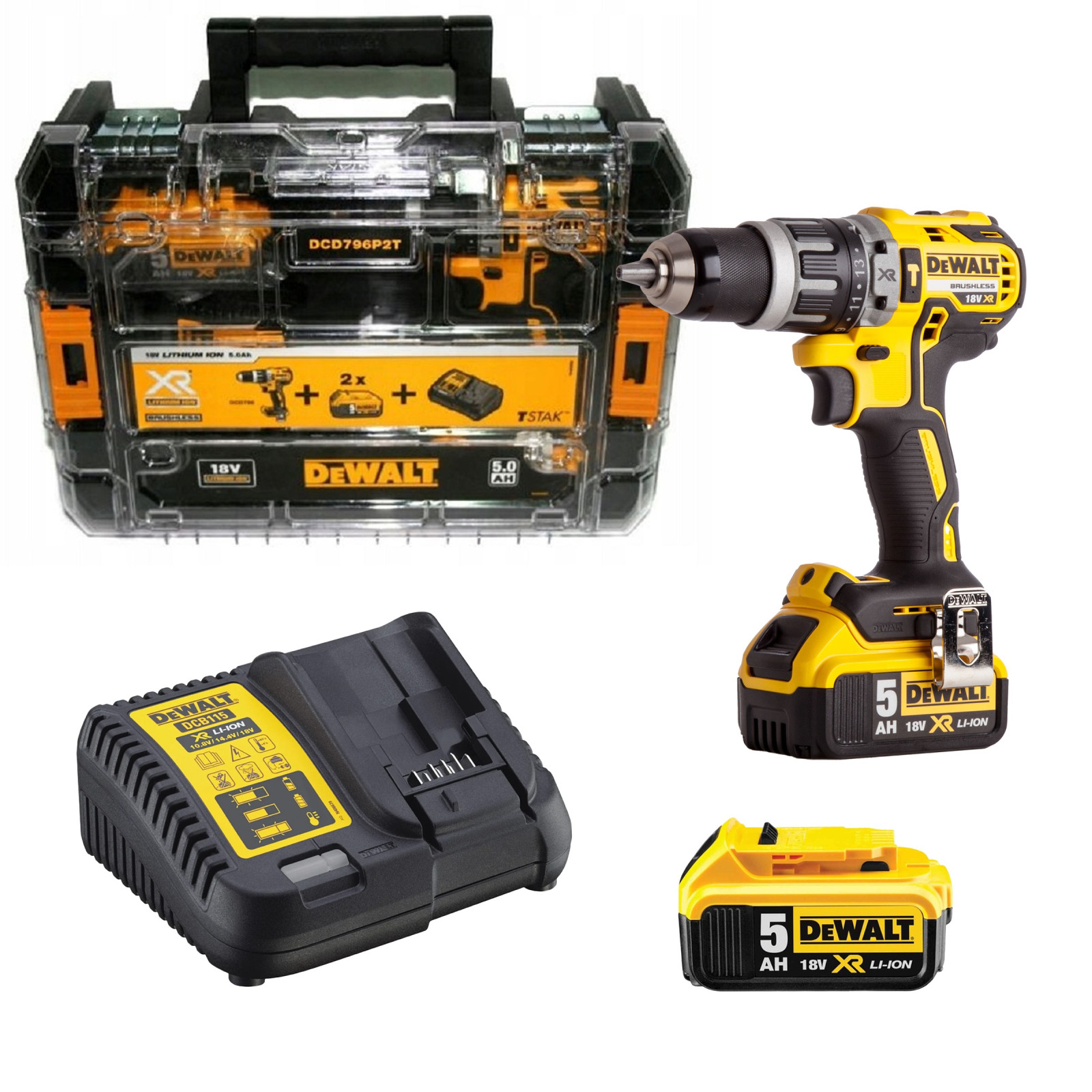dcd796p2t-dewalt-18v-suktuvas-smuginis-greztuvas-2x50-ah DCD796P2T DeWALT 18V suktuvas – smūginis gręžtuvas (2x5.0 Ah) - Image 1
