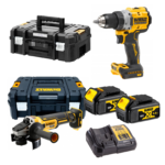 DCD800M2 DeWALT 18V suktuvas-gręžtuvas + DCG405NT DeWALT 18V kampinis šlifuoklis (2x4.0 Ah)