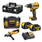 DCD800M2 DeWALT 18V suktuvas-gręžtuvas + DCG412NT DeWALT 18V XR Li-Ion kampinis šlifuoklis (2x4.0 Ah)