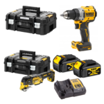 DCD800M2 DeWALT 18V suktuvas-gręžtuvas + DCS356NT DeWALT 18V daugiafunkcinis įrankis (2x4.0 Ah)