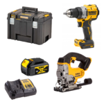 DCD800N DeWALT 18V suktuvas-gręžtuvas + DCS331N DeWALT 18V XR Li-Ion siaurapjūklis (1x4.0 Ah)