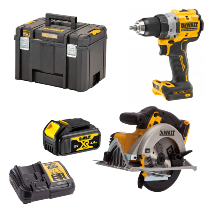 DCD800N DeWALT 18V suktuvas-gręžtuvas + DCS391M1 DeWALT 18V XR Li-Ion diskinis pjūklas (1x4.0 Ah)