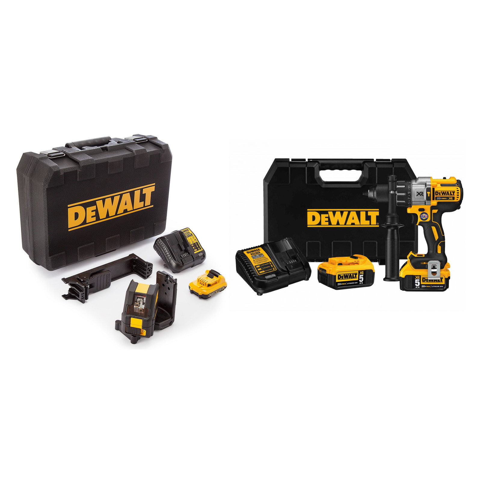 dcd996p2-dewalt-18v-suktuvas-greztuvas-dce088d1r-kryzminiu-liniju-lazerinis-nivelyras DCD996P2 DeWALT 18V suktuvas-gręžtuvas + DCE088D1R kryžminių linijų lazerinis nivelyras - Image 1