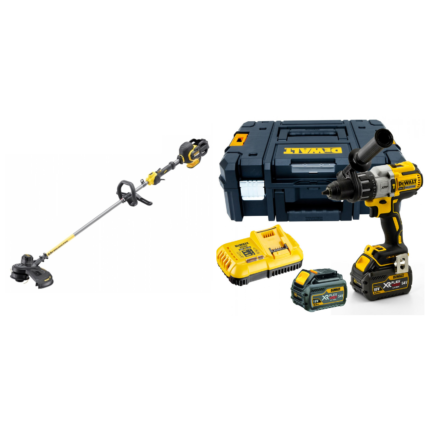 DCD996T2 DeWALT 54V akumuliatorinis suktuvas - gręžtuvas + DCM571N FLEXVOLT 54V žoliapjovė - trimeris
