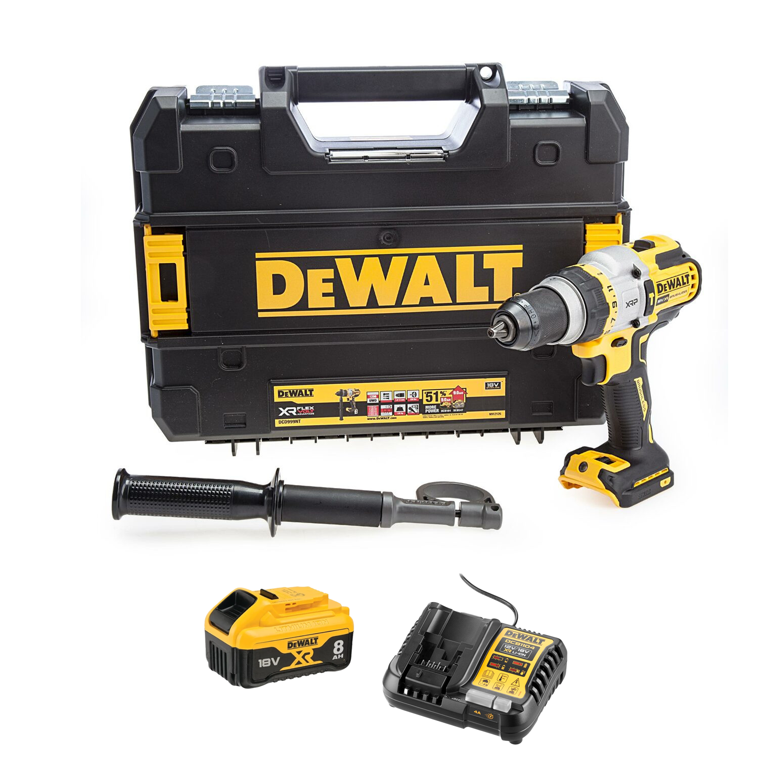dcd999w1-dewalt-18v-flexvolt-advantage-suktuvas-smuginis-greztuvas-1x80-ah DCD999W1 DeWALT 18V FLEXVOLT Advantage suktuvas - smūginis gręžtuvas (1x8.0 Ah) - Image 1
