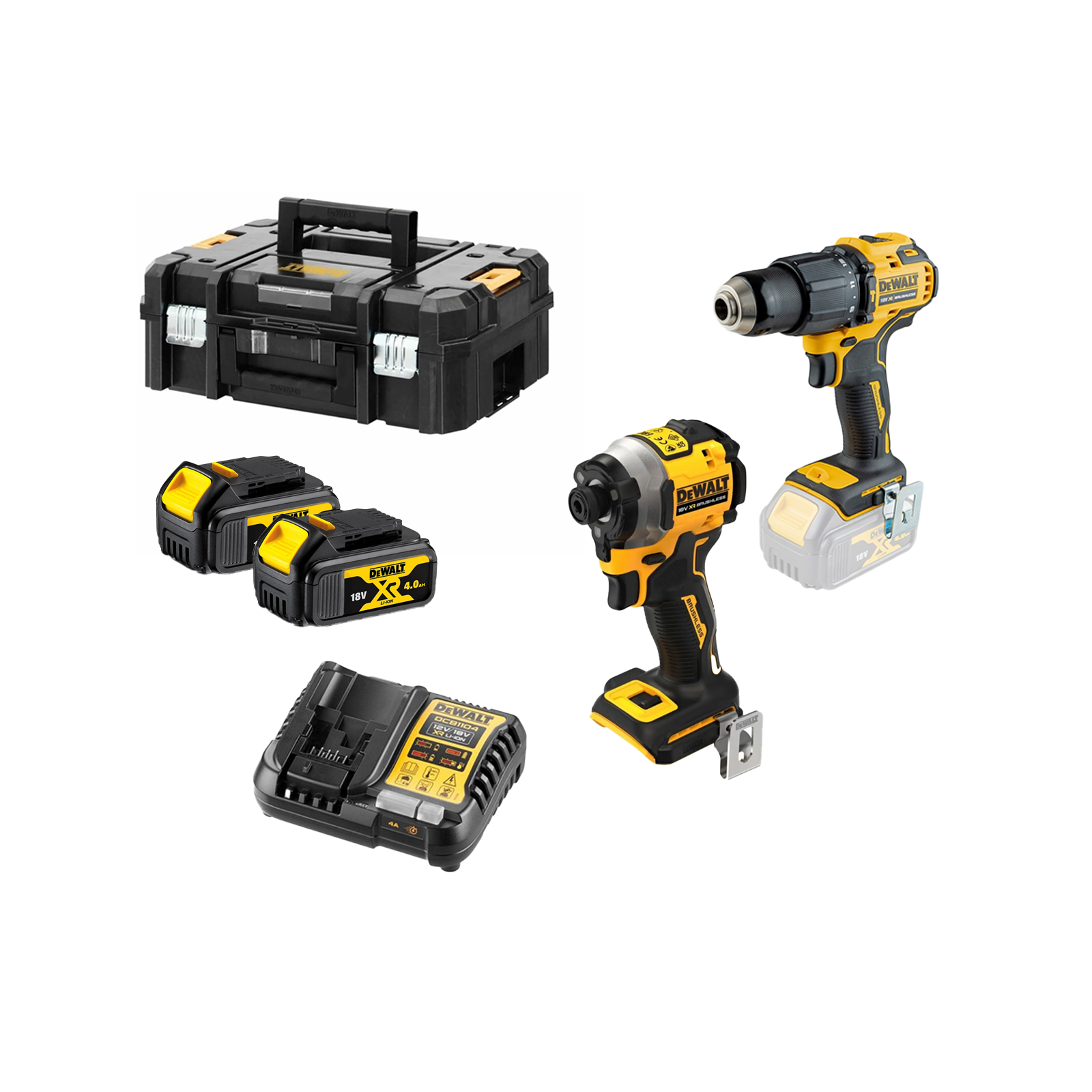 dcdf709m2-dewalt-18v-greztuvo-suktuvo-ir-smuginio-suktuvo-rinkinys-2x40-ah DCDF709M2 DeWALT 18V gręžtuvo - suktuvo ir smūginio suktuvo rinkinys (2x4.0 Ah) - Image 1