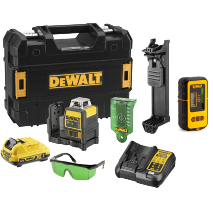DCE0811D1G DeWALT dviejų linijų lazerinis nivelyras + DE0892G lazerio detektorius